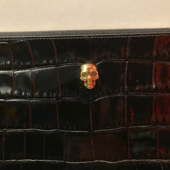 ALEXANDER McQUEEN Skull Embossed Zip Pouch - Picture 6 of 7